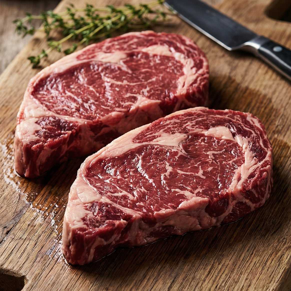 Native Breed Beef Rib Eye Steaks Grid Iron Meat