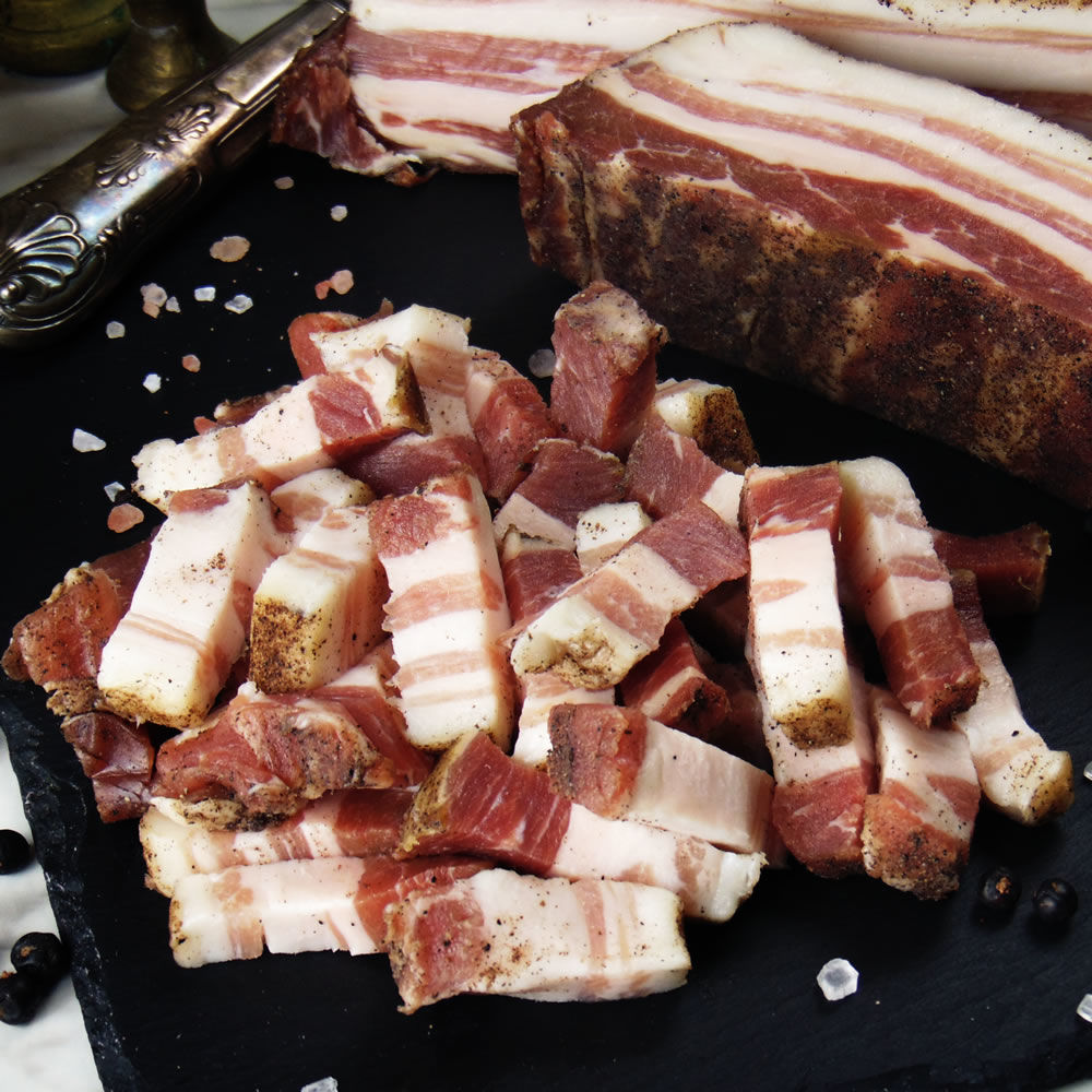 Gloucester Old Spot pancetta lardons