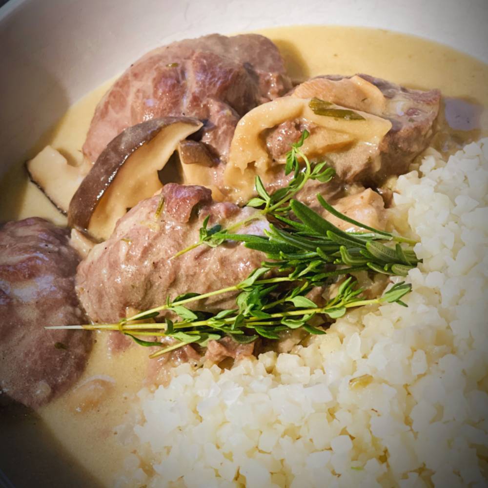 Pork Cheek with Creamy Mushroom Sauce Grid Iron Meat