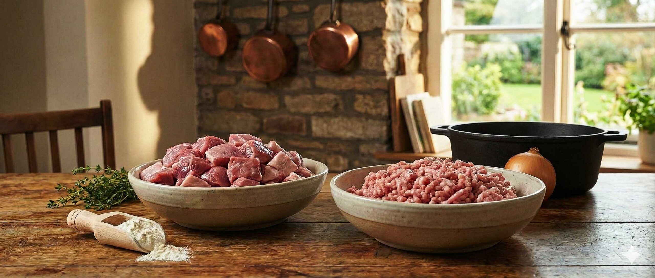 Raw diced and minced pork