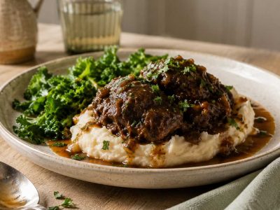 Braised Pork Cheeks with Celeriac Mash