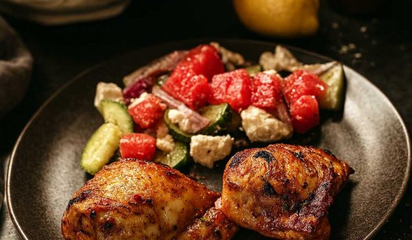 Grilled Lemon & Chilli Chicken Thighs with Watermelon–Feta Salad