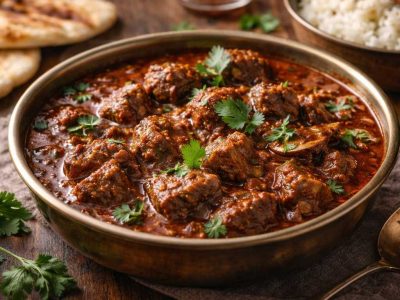 Lamb rogan josh with naan and raita r