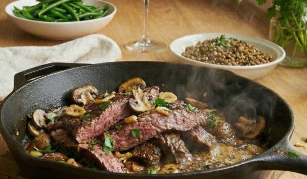 Outside Skirt Steak & Mushroom Skillet with Parsley r