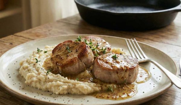 Pork Medalions in Mustard Jus r