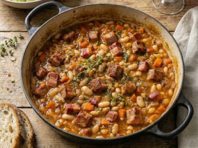 Pork & Smoked Bacon Cassoulet with White Beans & Thyme r