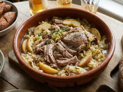 Slow Cooked Pulled Pork With Apple Cabbage Mustard