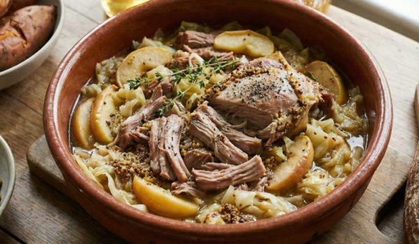 Slow Cooked Pulled Pork With Apple Cabbage Mustard