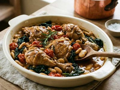 Tuscan Chicken with Butter Beans and Cavalo Nero r