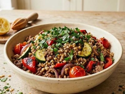 Warm Beef Mince Grain Salad
